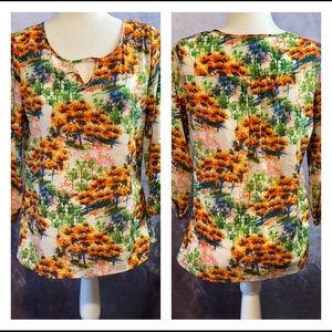 Pink Owl 3/4 sleeve blouse